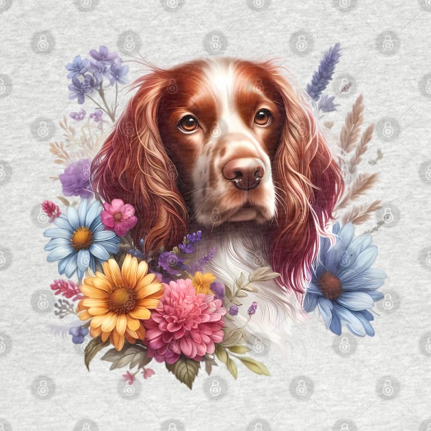 A sussex spaniel decorated with beautiful colorful flowers. by CreativeSparkzz